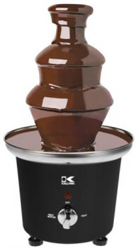 Kalorik CHM 41044 BK Black Cascading Chocolate Fondue Fountain; Holds about 1.5 lbs of chocolate; Auger style fountain- no pump required; Equiped with a thermostat & safety fuse for safe operation; Stainless steel basin capacity: 24 oz; Adjustable feet for level operation and smooth chocolate flow; Includes 6 stainless steel fondue forks; Power indicator light; Perfect for dipping fruits, marshmallows, cookies, and other foods; UPC 848052002814 (CHM41044BK CHM 41044 BK CHM 41044 BK)
